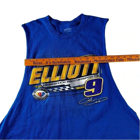 CHASE ELLIOTT #9 NASCAR CUP 75th Anniversary Cut off Sleeve TEE SHIRT Size XL - Picture 6 of 11